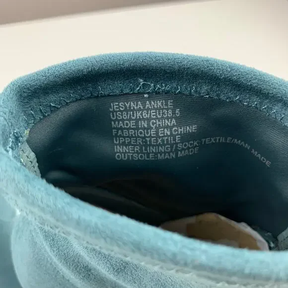 JF JustFab Jesyna Ankle Boots Heeled Blue Faux Suede Women's 8 - Picture 5 of 11